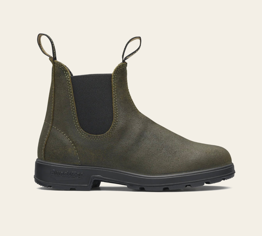 Blundstone - Round Toe - Unlined Original - 1615 - Dark Olive Waxed Suede