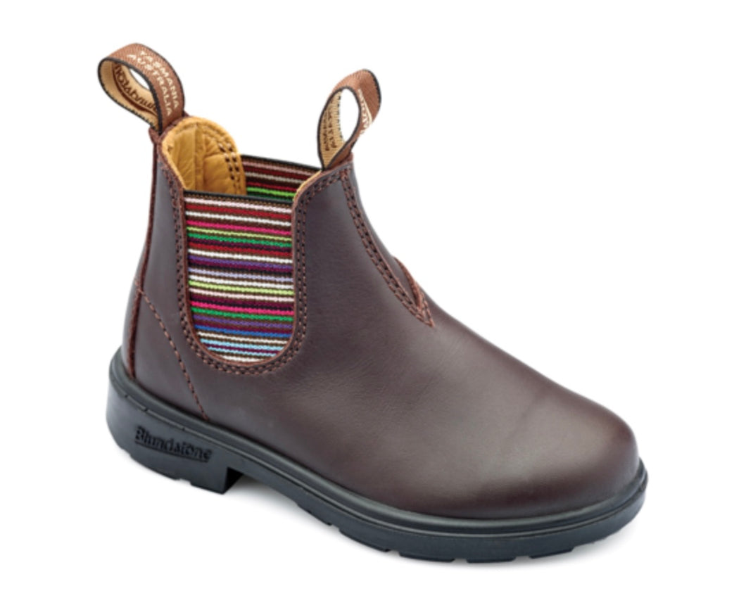 Blundstone - Kids Classic - 1413 - Brown with Rainbow Stripe Elastic